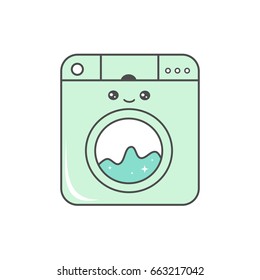 cute cartoon washing machine vector illustration isolated on white background