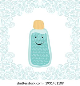 Cute cartoon water bottle. Vector illustration