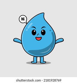 Cute cartoon water drop character with happy expression in modern style design