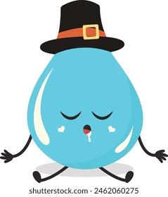 Cute Cartoon Water Drop Character. Vector Illustration Isolated on White Background.