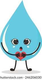 Cute Cartoon Water Drop Character. Vector Illustration Isolated on White Background.