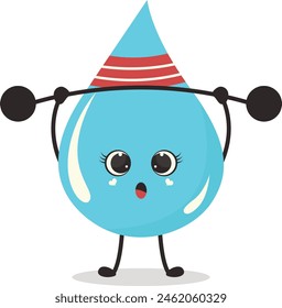 Cute Cartoon Water Drop Character. Vector Illustration Isolated on White Background.