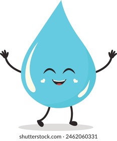 Cute Cartoon Water Drop Character. Vector Illustration Isolated on White Background.
