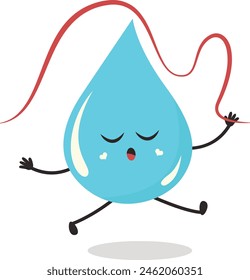 Cute Cartoon Water Drop Character. Vector Illustration Isolated on White Background.