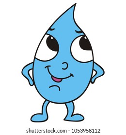 Cute cartoon water drop. Vector illustration