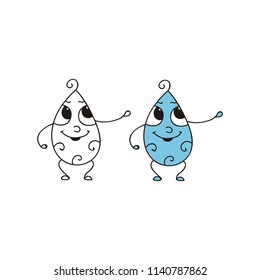 Cute cartoon water drop. Vector illustration