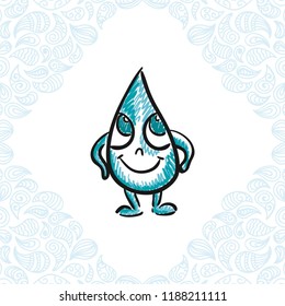 Cute cartoon water drop. Vector illustration
