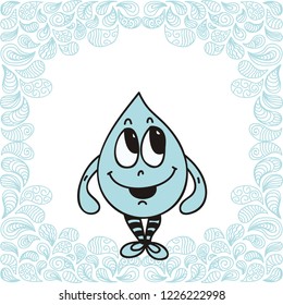 Cute cartoon water drop. Vector illustration