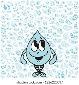 Cute cartoon water drop. Vector illustration