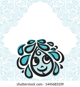 Cute cartoon water drop. Vector illustration