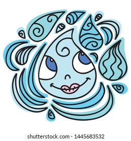 Cute cartoon water drop. Vector illustration