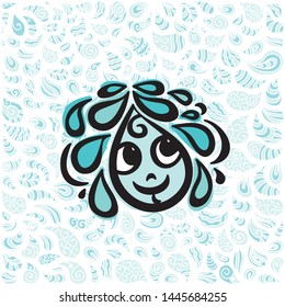 Cute cartoon water drop. Vector illustration
