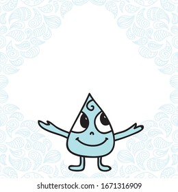 Cute cartoon water drop. Vector illustration