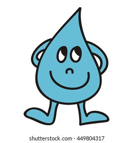 Cute cartoon water drop. Vector illustration.