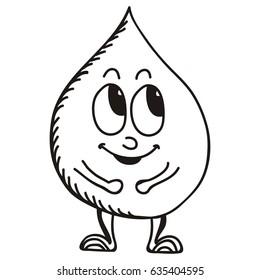 Cute cartoon water drop. Vector illustration.
