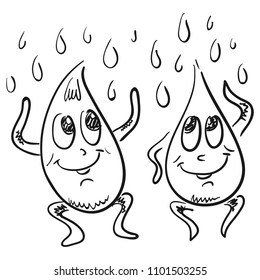 Cute cartoon water drops. Vector illustration