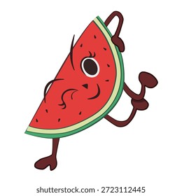 Melancia de desenho animado bonito fazendo hip hop dança vetor ilustração