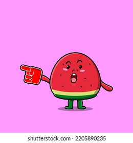 Cute Cartoon watermelon with foam finger glove in modern design