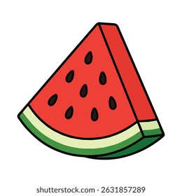 Cute Cartoon Watermelon Slice Illustration.