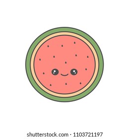 cute cartoon watermelon  vector illustration