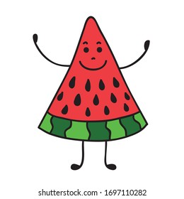 Cute cartoon watermelon. Vector illustration