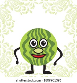 Cute cartoon watermelon. Vector illustration
