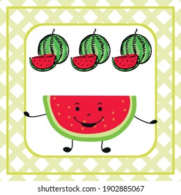 Cute cartoon watermelon. Vector illustration