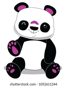 Cute Cartoon Waving And Winking Panda