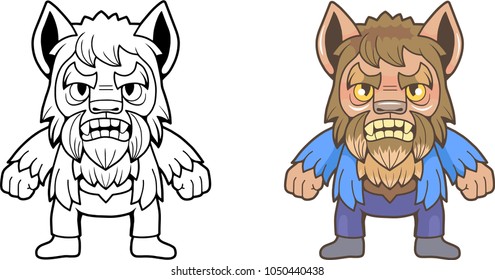 cute cartoon werewolf, funny illustration