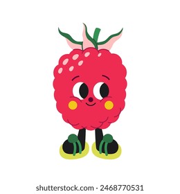 Cute cartoon West Indian Raspberry illustration on a white background. Funny colorful character.
