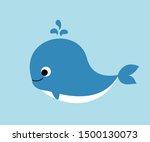 Cute cartoon Whale icon isolated on blue background. flat design vector illustration