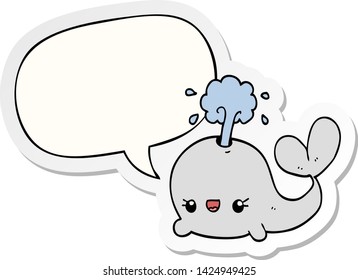 cute cartoon whale with speech bubble sticker