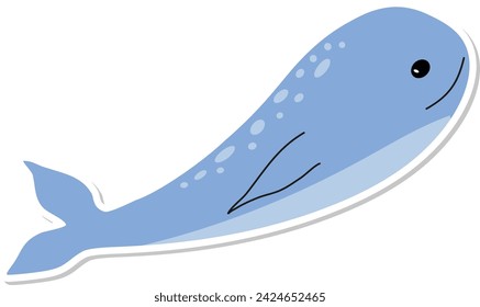 Cute cartoon whale sticker. Perfect design for wallpaper, wrapping paper, for kids bedding, fabric, pillows, mugs.