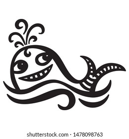 Cute cartoon whale. Vector illustration