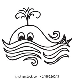 Cute cartoon whale. Vector illustration