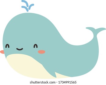Cute Cartoon der Wal, Vector veranschaulicht den Wal auf einem weißen Hintergrund. Zeichnen für Kinder