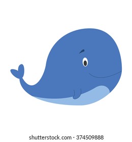 Cute cartoon whale vector illustration