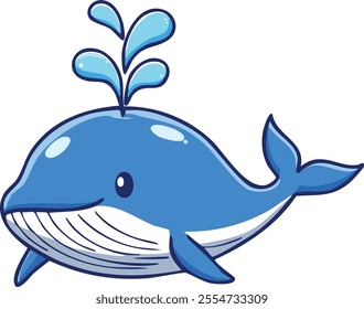 Cute cartoon whale Vector illustration-Ocean Animal