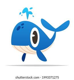 Dibujo aislado del vector de ballena de dibujos animados