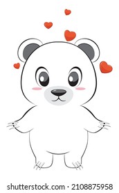 Caricatura blanca con ilustraciones de corazón rojo.