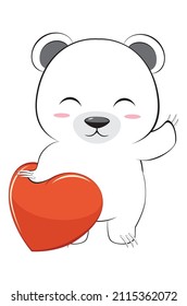 Cute Cartoon-weißer Bär mit roter Herdgrafik.