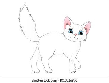 Cute cartoon white cat