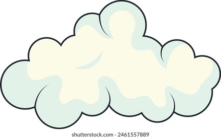 Cute Cartoon White Cloud Isolated on White Background. Vector Illustration.