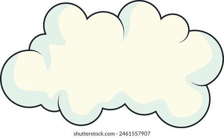 Cute Cartoon White Cloud Isolated on White Background. Vector Illustration.
