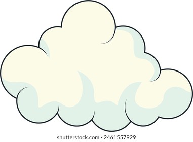Cute Cartoon White Cloud Isolated on White Background. Vector Illustration.