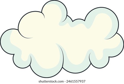 Cute Cartoon White Cloud Isolated on White Background. Vector Illustration.