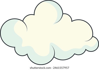 Cute Cartoon White Cloud Isolated on White Background. Vector Illustration.