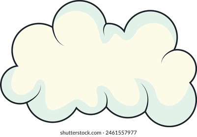 Cute Cartoon White Cloud Isolated on White Background. Vector Illustration.