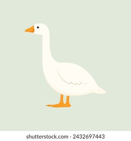 Cute cartoon white goose icon. Vector illustration