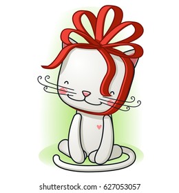 Cute Cartoon White kitten